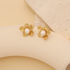 Wholesale Stainless Steel Shell Shape Inlaid Pearl Earrings With Electroplating For Women Fashion Ol Style