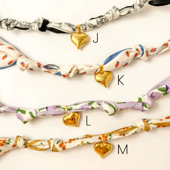 Wholesale Stainless Steel Silk Scarf Necklace With Heart Shape Sunflower Pendant And Electroplating Design