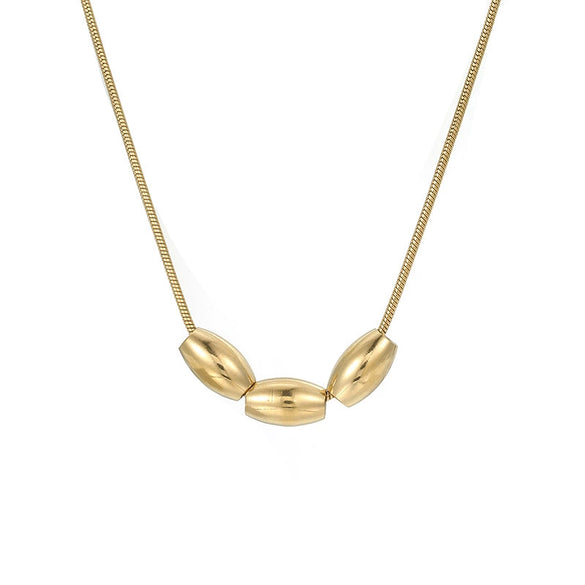 Wholesale Stainless Steel Simple Bead Pendant Necklace With Snake Bone Chain And Electroplating Process