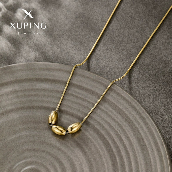 Wholesale Stainless Steel Simple Bead Pendant Necklace With Snake Bone Chain And Electroplating Process