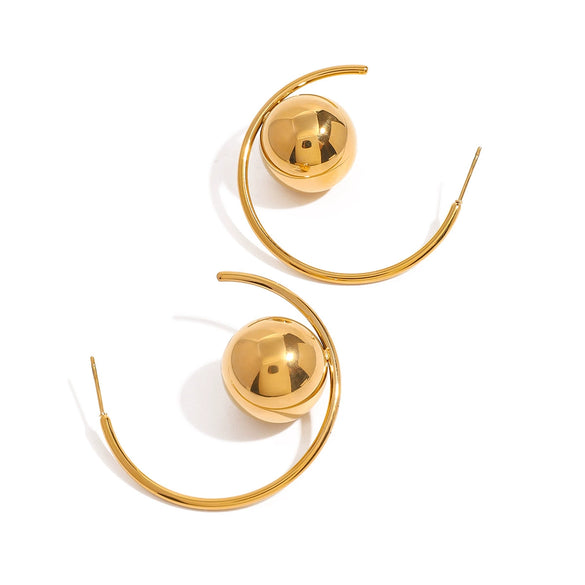 Wholesale Stainless Steel Simple Cshaped Geometric Electroplated Women's Earrings