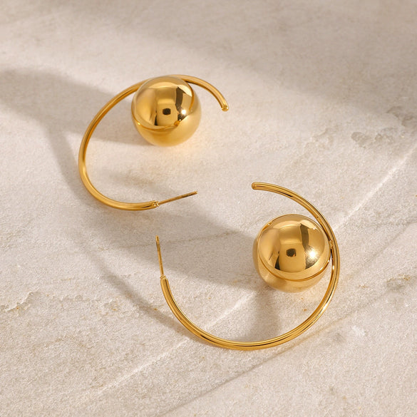 Wholesale Stainless Steel Simple Cshaped Geometric Electroplated Women's Earrings