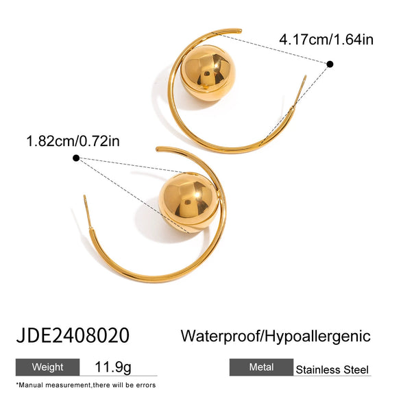 Wholesale Stainless Steel Simple Cshaped Geometric Electroplated Women's Earrings