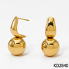 Wholesale Stainless Steel Simple Design Photosensitive Surface Geometric Ball Earrings With Electroplating For Women