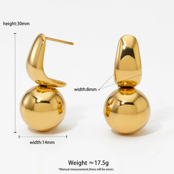 Wholesale Stainless Steel Simple Design Photosensitive Surface Geometric Ball Earrings With Electroplating For Women