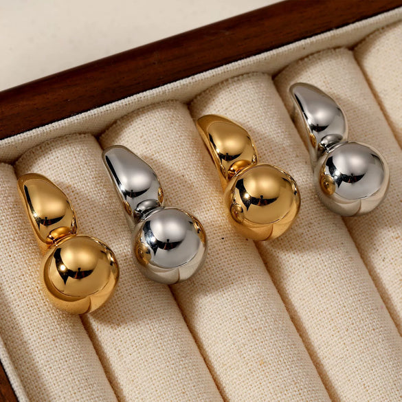 Wholesale Stainless Steel Simple Design Photosensitive Surface Geometric Ball Earrings With Electroplating For Women