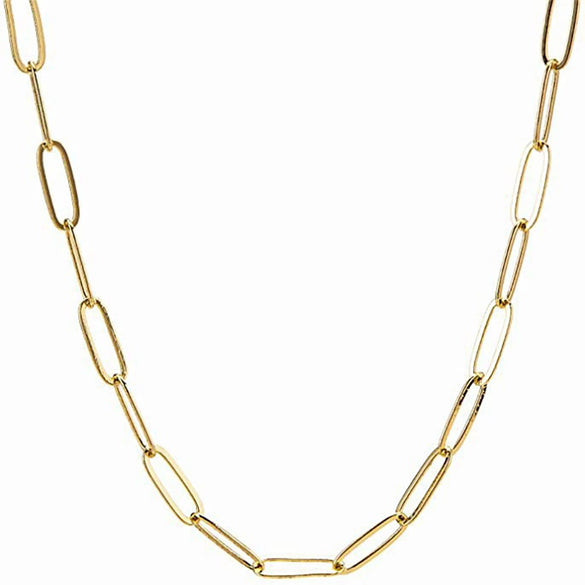 Wholesale Stainless Steel Simple Geometric Joker Necklace With Stacked Plain And Paperclip Chains Furnace Vacuum And Electroplating