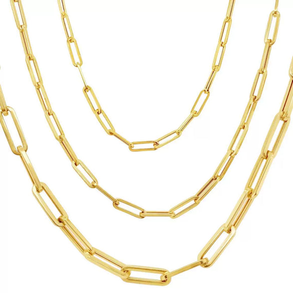 Wholesale Stainless Steel Simple Geometric Joker Necklace With Stacked Plain And Paperclip Chains Furnace Vacuum And Electroplating