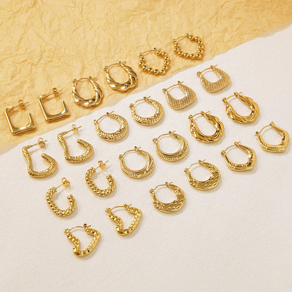 Wholesale Stainless Steel Simple Geometric Ushaped Electroplated Women's Earrings