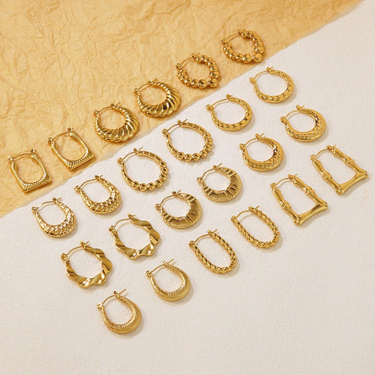 Wholesale Stainless Steel Simple Geometric Ushaped Electroplated Women's Earrings