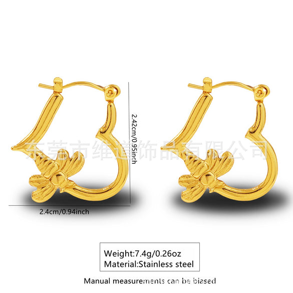 Wholesale Stainless Steel Simple Geometric Ushaped Electroplated Women's Earrings