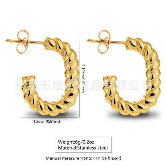 Wholesale Stainless Steel Simple Geometric Ushaped Electroplated Women's Earrings