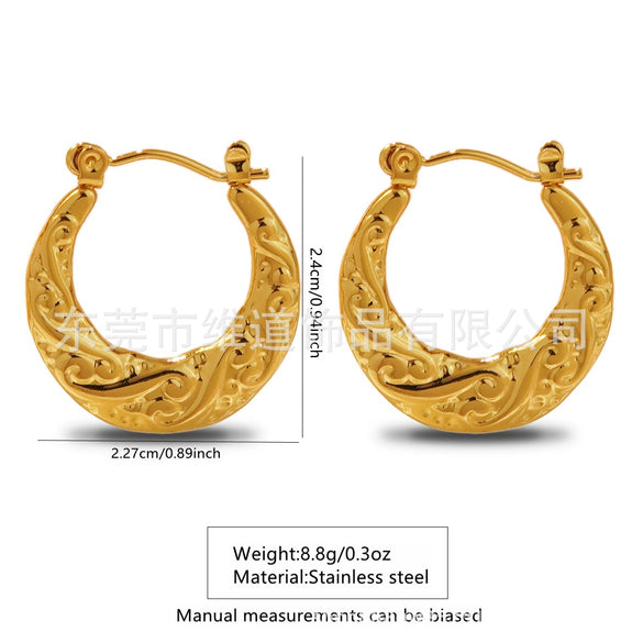 Wholesale Stainless Steel Simple Geometric Ushaped Electroplated Women's Earrings