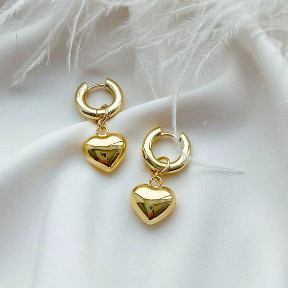 Wholesale Stainless Steel Simple Highend Love Heart Ushape Electroplated Detachable Unisex Earrings