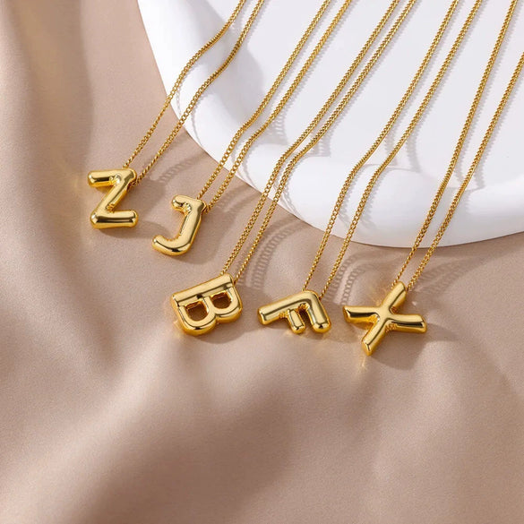 Wholesale Stainless Steel Simple Oshaped Chain Letter Pendant Necklace With Electroplating