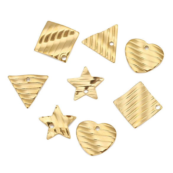 Wholesale Stainless Steel Simple Style Curved Star Love Earrings And Necklace Pendant With Surface Grain Pattern And Electroplating Process Accessories