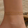 Wholesale Stainless Steel Simple Style Doublelayer Bead Chain Anklet With Letters Numbers Text Pattern For Women