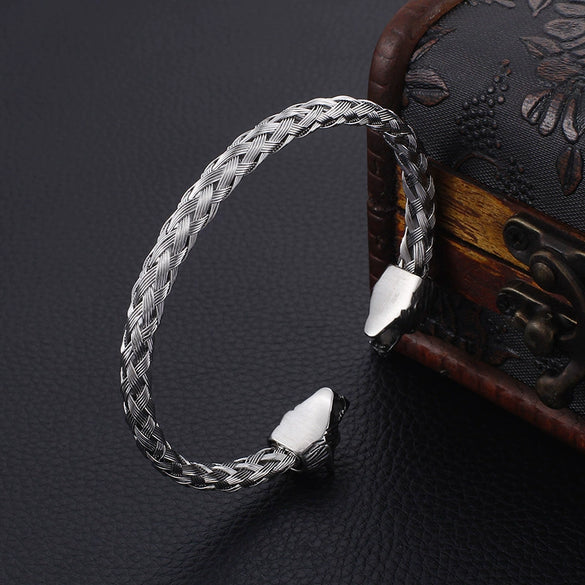 Wholesale Stainless Steel Skull Opening Men's Punk Bracelet With Polishing And Animal Zodiac Pattern
