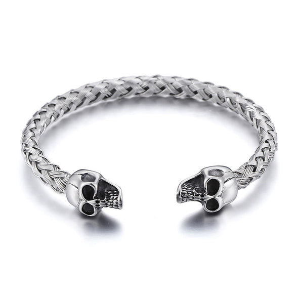Wholesale Stainless Steel Skull Opening Men's Punk Bracelet With Polishing And Animal Zodiac Pattern