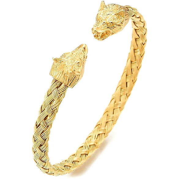 Wholesale Stainless Steel Skull Opening Men's Punk Bracelet With Polishing And Animal Zodiac Pattern