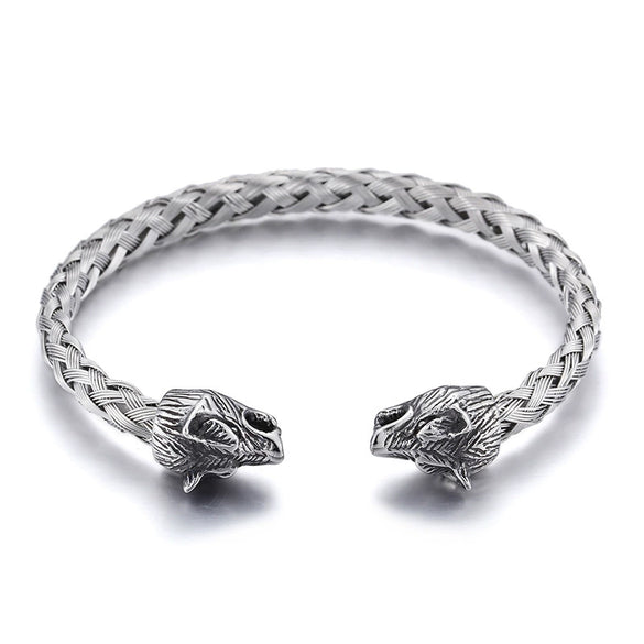 Wholesale Stainless Steel Skull Opening Men's Punk Bracelet With Polishing And Animal Zodiac Pattern