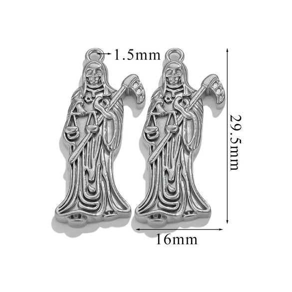 Wholesale Stainless Steel Skull Sickle Crown Pendant Necklace Vacuum Plated 18K Gold Cartoon Character Style