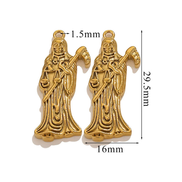Wholesale Stainless Steel Skull Sickle Crown Pendant Necklace Vacuum Plated 18K Gold Cartoon Character Style
