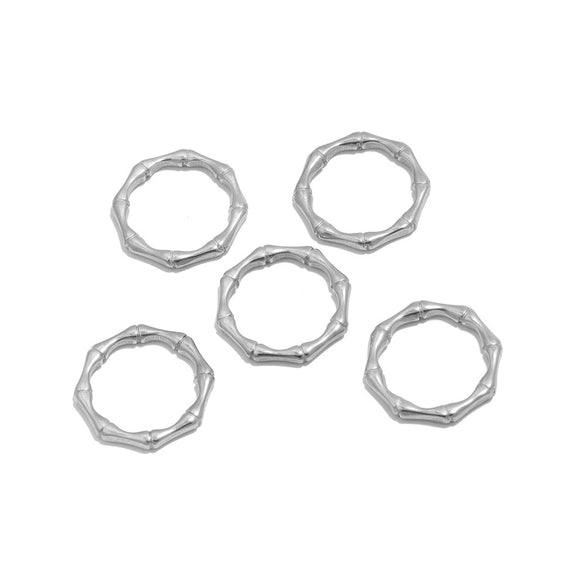 Wholesale Stainless Steel Slub Circle Bamboo Pendant Bracelet Necklace Accessories Electroplating Natural Style