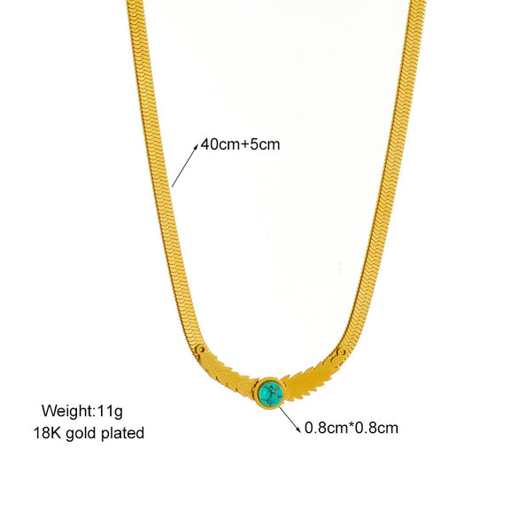 Wholesale Stainless Steel Snake Bone Chain Clavicle Necklace With Blue Turquoise Butterfly Electroplated Accessories Fashion Light Luxury Design For Women