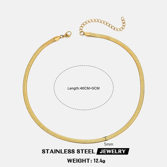 Wholesale Stainless Steel Snake Bone Chain Geometric 18K Gold Plated Titanium Steel Necklace For Women