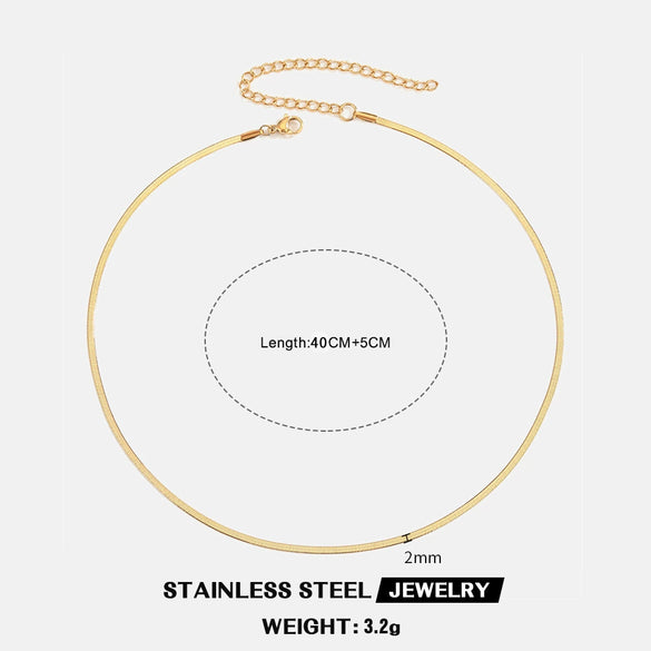 Wholesale Stainless Steel Snake Bone Chain Geometric 18K Gold Plated Titanium Steel Necklace For Women
