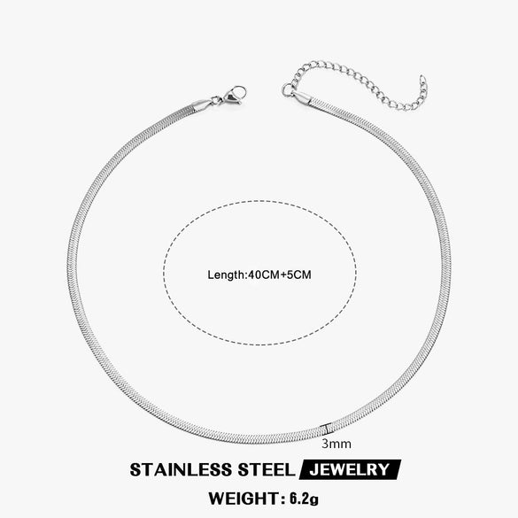 Wholesale Stainless Steel Snake Bone Chain Geometric 18K Gold Plated Titanium Steel Necklace For Women