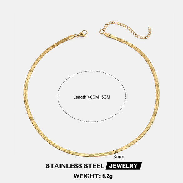 Wholesale Stainless Steel Snake Bone Chain Geometric 18K Gold Plated Titanium Steel Necklace For Women