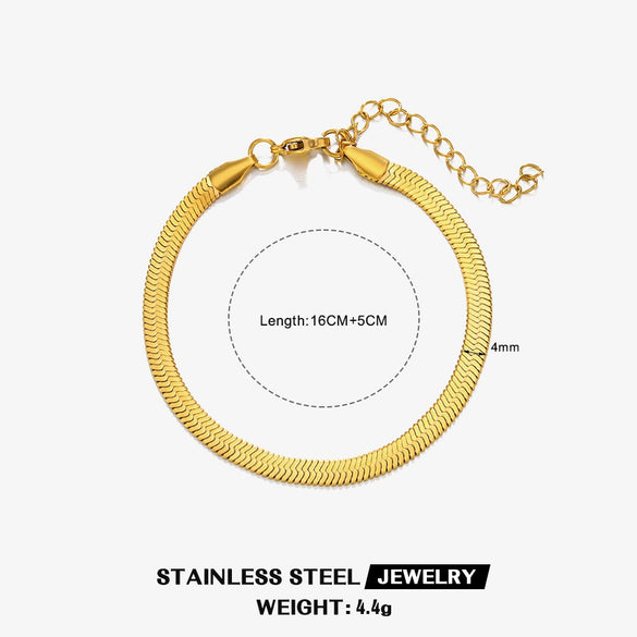 Wholesale Stainless Steel Snake Bone Chain Geometric 18K Gold Plated Titanium Steel Necklace For Women