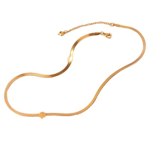 Wholesale Stainless Steel Snake Bone Chain Heart Shape Electroplated Love Necklace Unisex