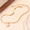 Wholesale Stainless Steel Snake Bone Chain Heart Shape Electroplated Love Necklace Unisex