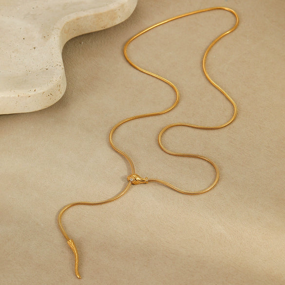 Wholesale Stainless Steel Snake Bone Necklace With Geometric And Animal Pattern 18K Gold Plated For Women