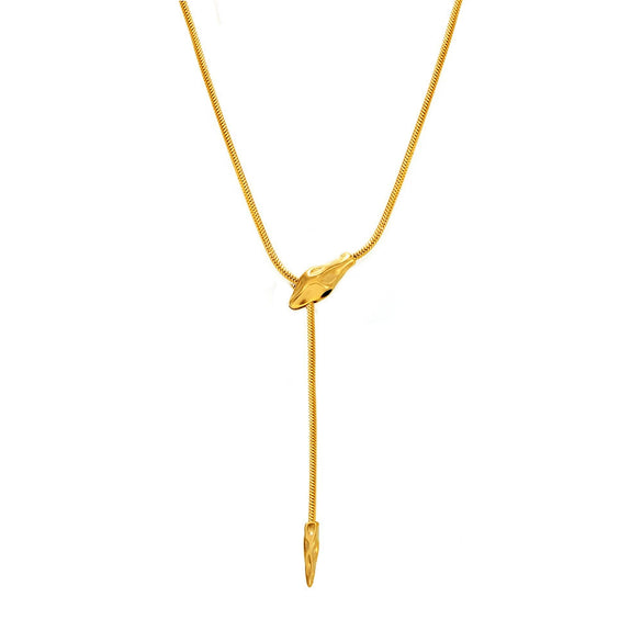 Wholesale 316L Stainless Steel Snake Head Necklace With Geometric Pattern And Electroplating Design Fashion Style For Women