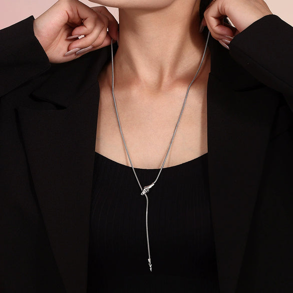 Wholesale 316L Stainless Steel Snake Head Necklace With Geometric Pattern And Electroplating Design Fashion Style For Women