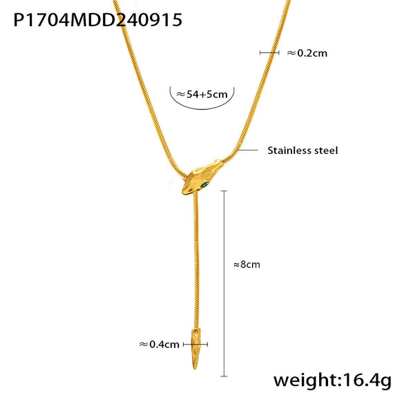 Wholesale 316L Stainless Steel Snake Head Necklace With Geometric Pattern And Electroplating Design Fashion Style For Women