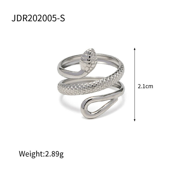 Wholesale Stainless Steel Snake Open Ring With Geometric Pattern Electroplated For Women