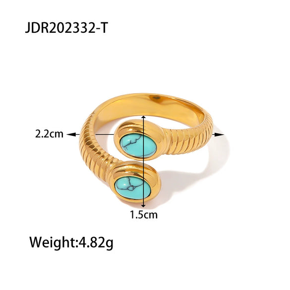 Wholesale Stainless Steel Snake Open Ring With Geometric Pattern Electroplated For Women