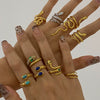 Wholesale Stainless Steel Snake Open Ring With Geometric Pattern Electroplated For Women