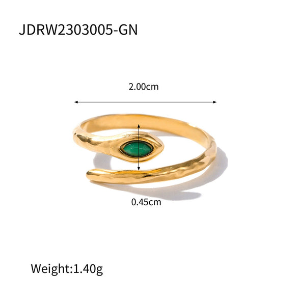 Wholesale Stainless Steel Snake Open Ring With Geometric Pattern Electroplated For Women