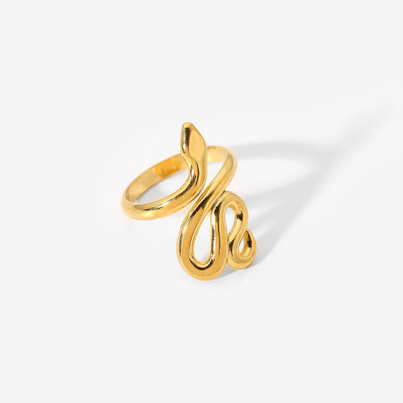Wholesale Stainless Steel Snake Open Ring With Geometric Pattern Electroplated For Women