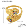 Wholesale 316L Stainless Steel Snake Pattern Double Love Handinlaid Colorful Zircon Ring Pvd Electroplated For Women