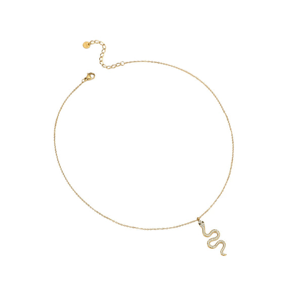 Wholesale Stainless Steel Snake Pendant Necklace With Geometric Pattern Electroplating For Women