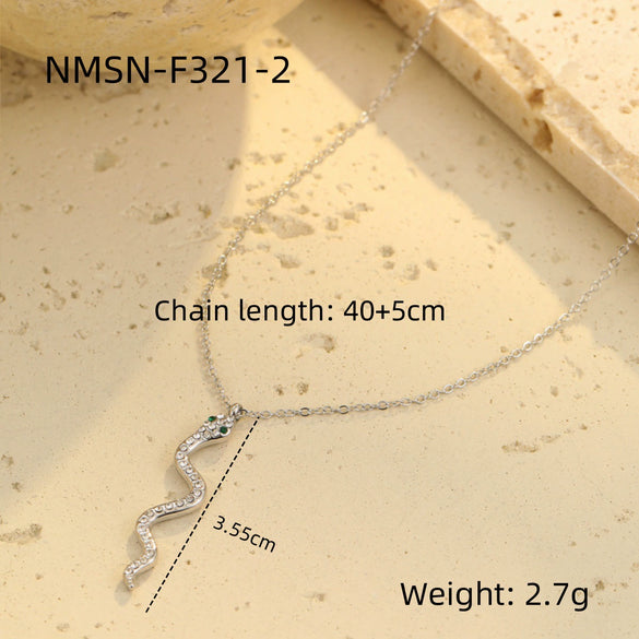 Wholesale Stainless Steel Snake Pendant Necklace With Geometric Pattern Electroplating For Women