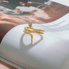 Wholesale Stainless Steel Snake Ring With Geometric Design And Electroplating For Women