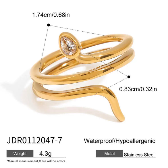 Wholesale Stainless Steel Snake Ring With Geometric Design And Electroplating For Women